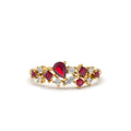 Ruby and Diamond Mixed Shape Cluster Ring in 14K Gold — view 1