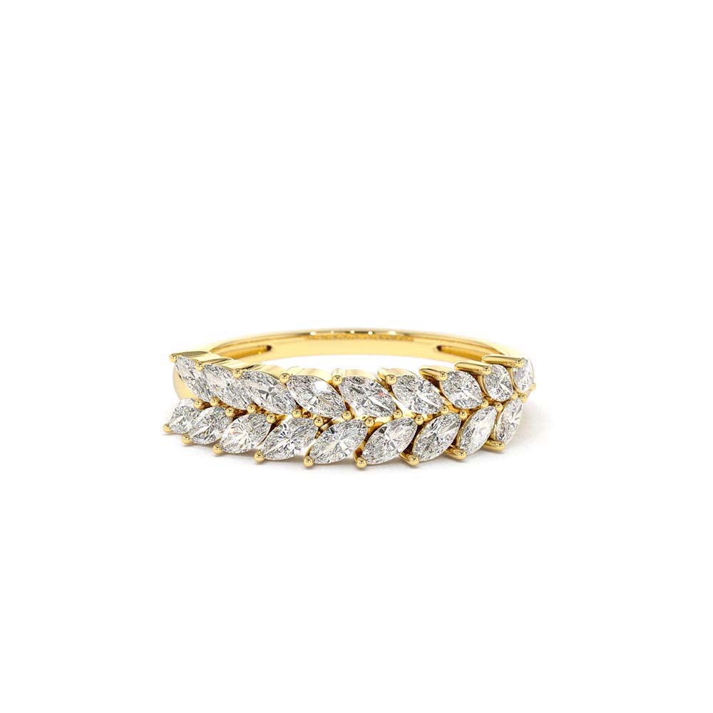 Half Eternity Two Rows Marquise Diamond Band in 14K Gold — view 1