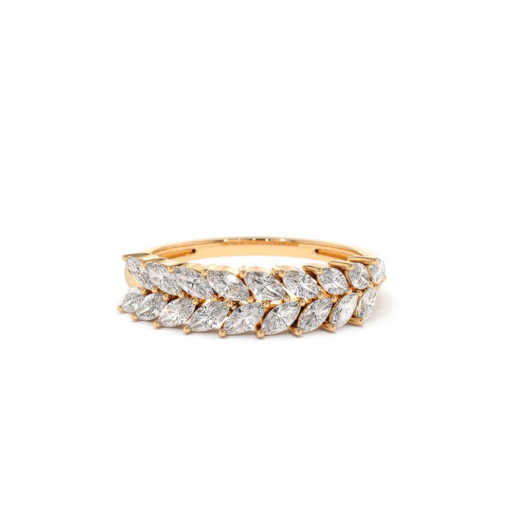 Half Eternity Two Rows Marquise Diamond Band in 14K Gold — view 5
