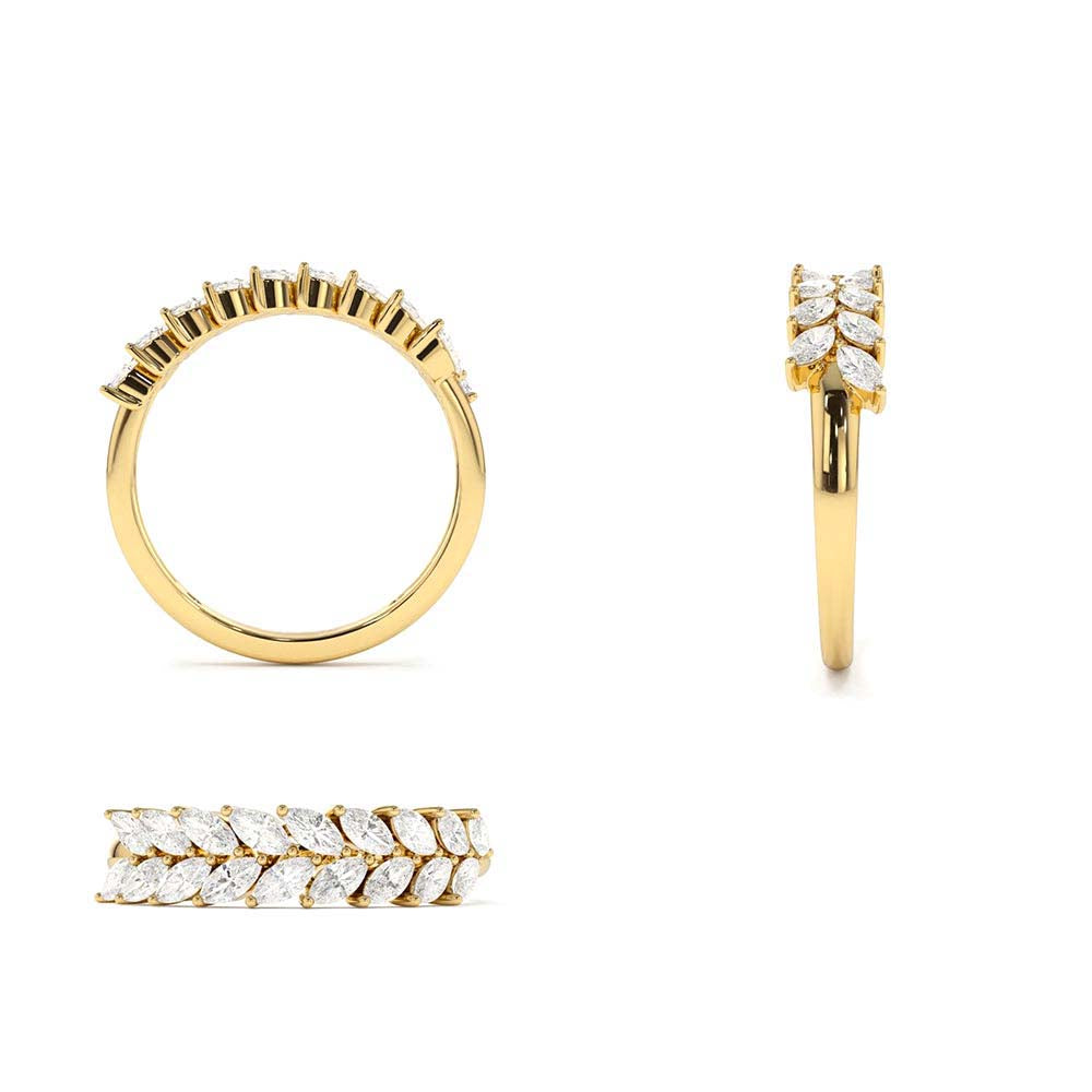 Half Eternity Two Rows Marquise Diamond Band in 14K Gold — view 2