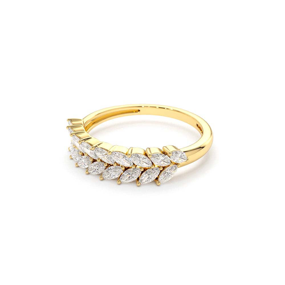 Half Eternity Two Rows Marquise Diamond Band in 14K Gold — view 3