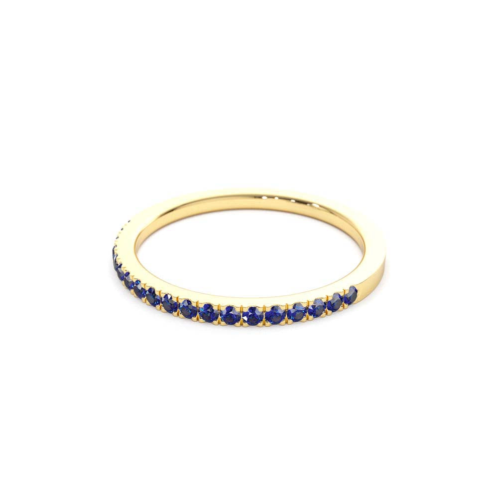 Half Eternity Blue Sapphire Ring in 14K Gold — view 3