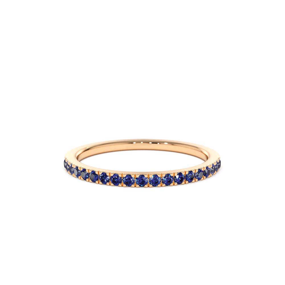 Half Eternity Blue Sapphire Ring in 14K Gold — view 5