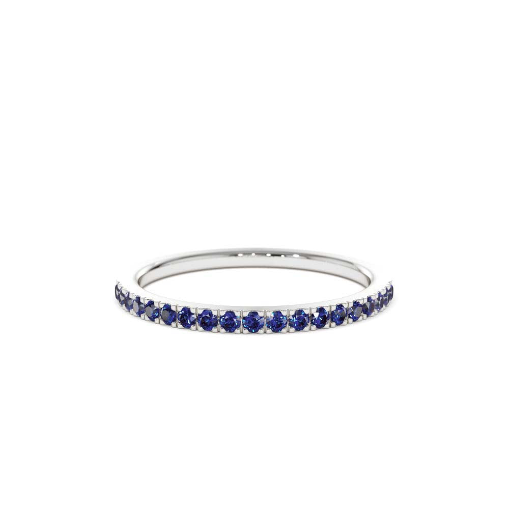 Half Eternity Blue Sapphire Ring in 14K Gold — view 4