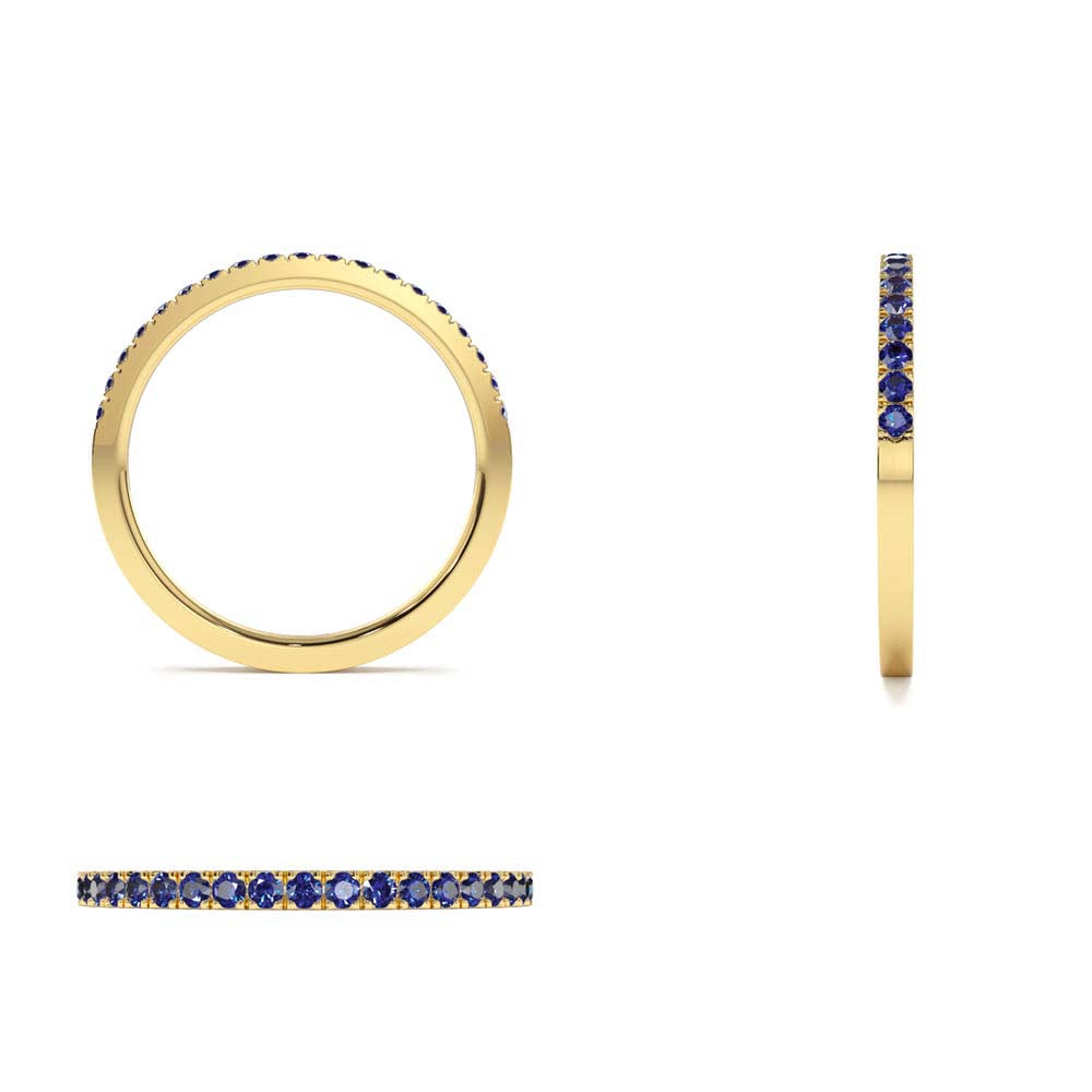 Half Eternity Blue Sapphire Ring in 14K Gold — view 2