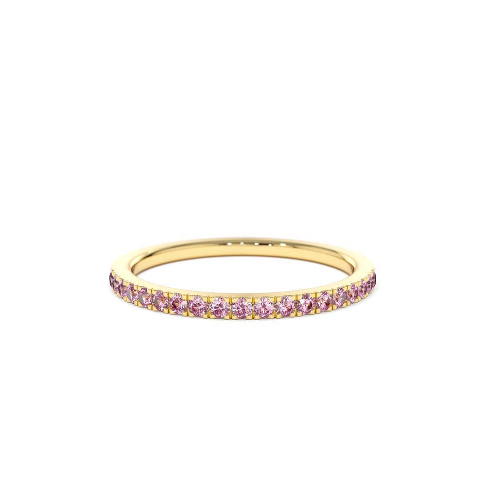 Half Eternity Pink Sapphire Ring in 14K Gold — view 1