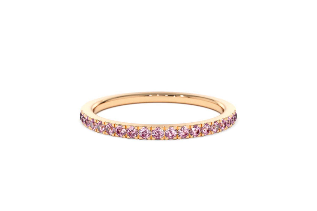 Half Eternity Pink Sapphire Ring in 14K Gold — view 9