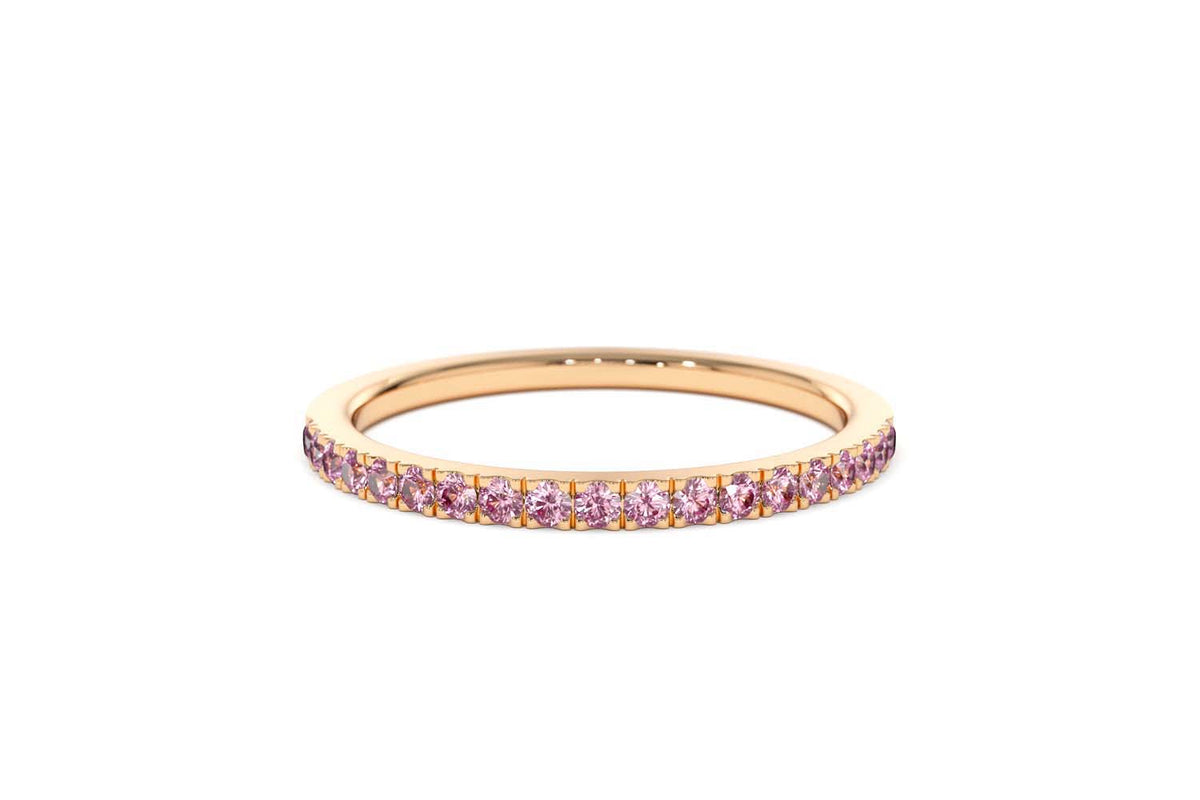 Half Eternity Pink Sapphire Ring in 14K Gold — view 9