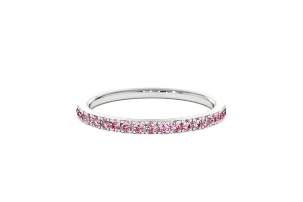 Half Eternity Pink Sapphire Ring in 14K Gold — view 7