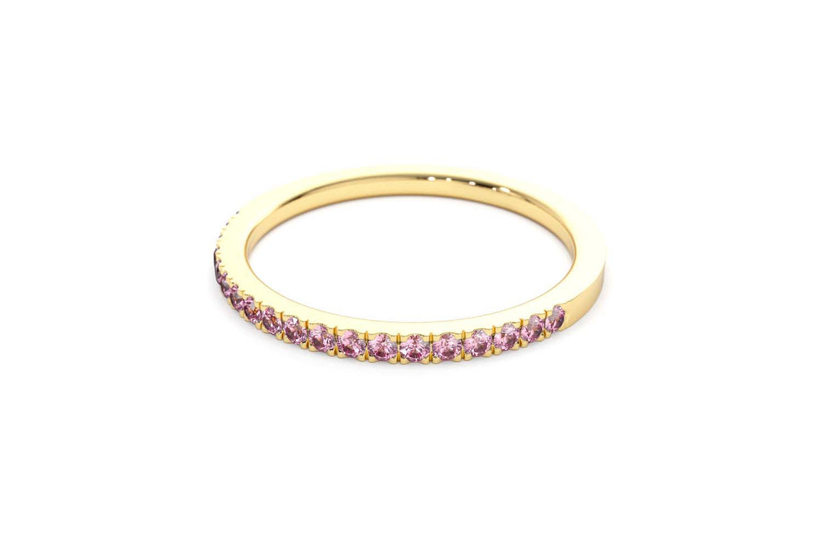 Half Eternity Pink Sapphire Ring in 14K Gold — view 4