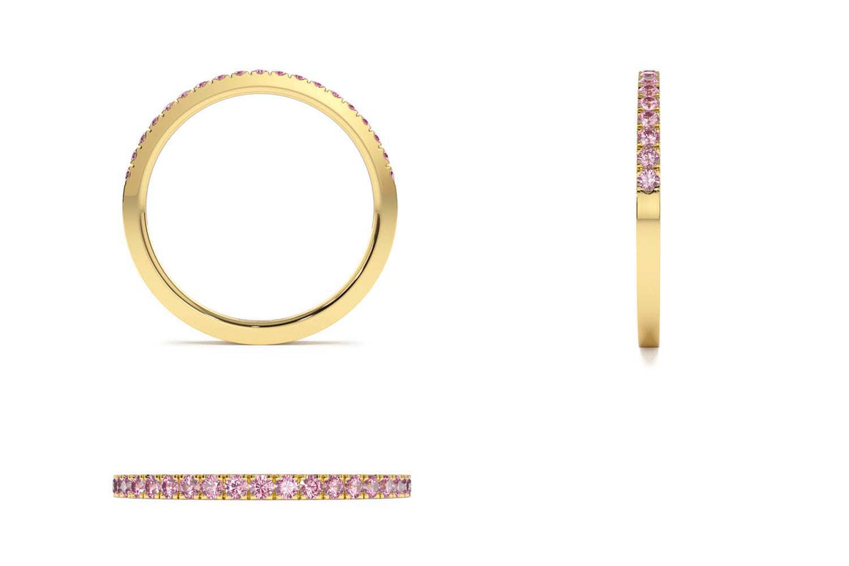 Half Eternity Pink Sapphire Ring in 14K Gold — view 5