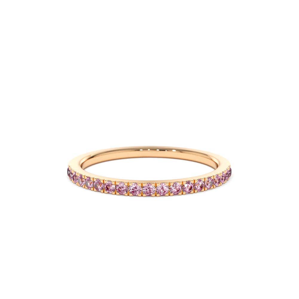 Half Eternity Pink Sapphire Ring in 14K Gold — view 8