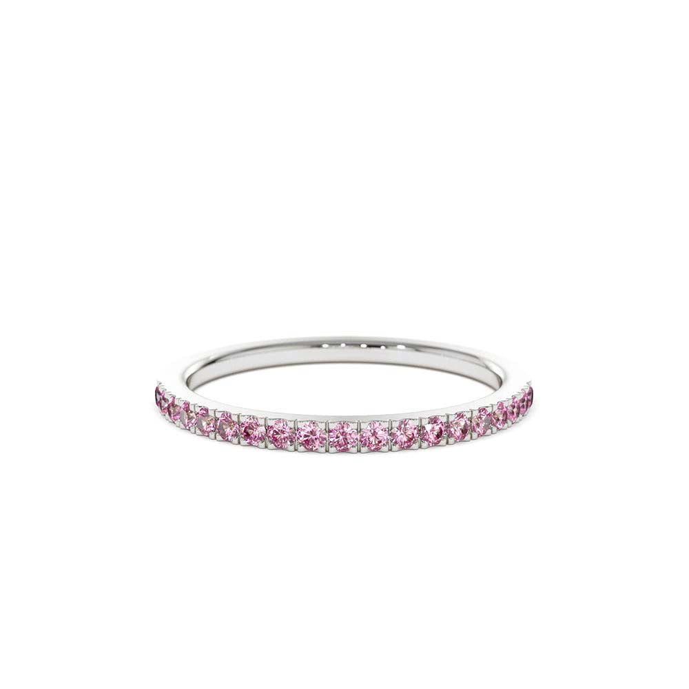 Half Eternity Pink Sapphire Ring in 14K Gold — view 6