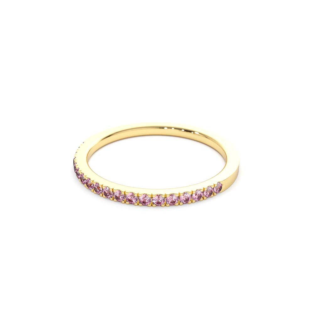 Half Eternity Pink Sapphire Ring in 14K Gold — view 2