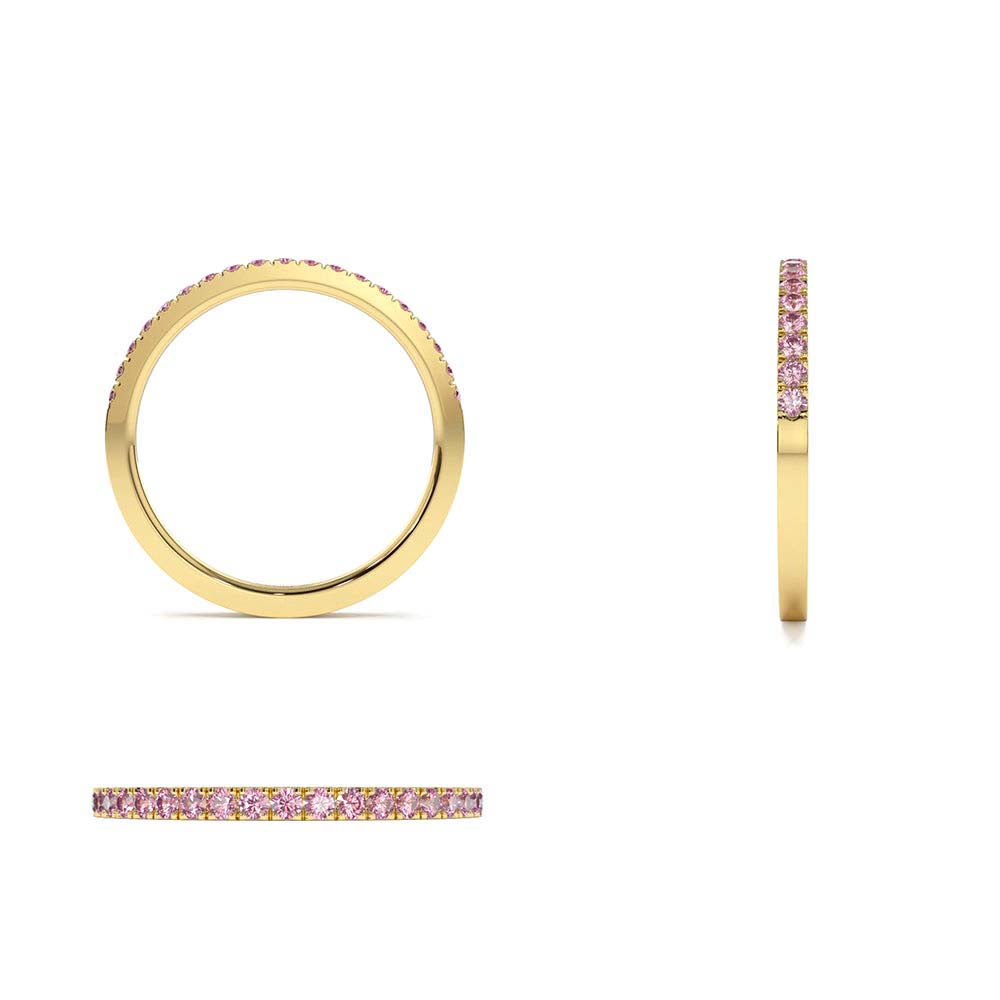Half Eternity Pink Sapphire Ring in 14K Gold — view 3