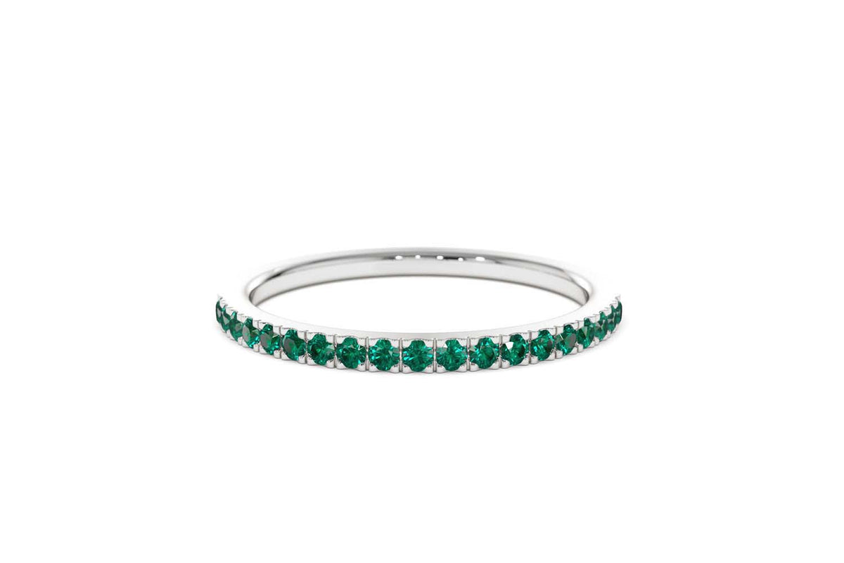 Half Eternity Emerald Ring in 14K Gold — view 8