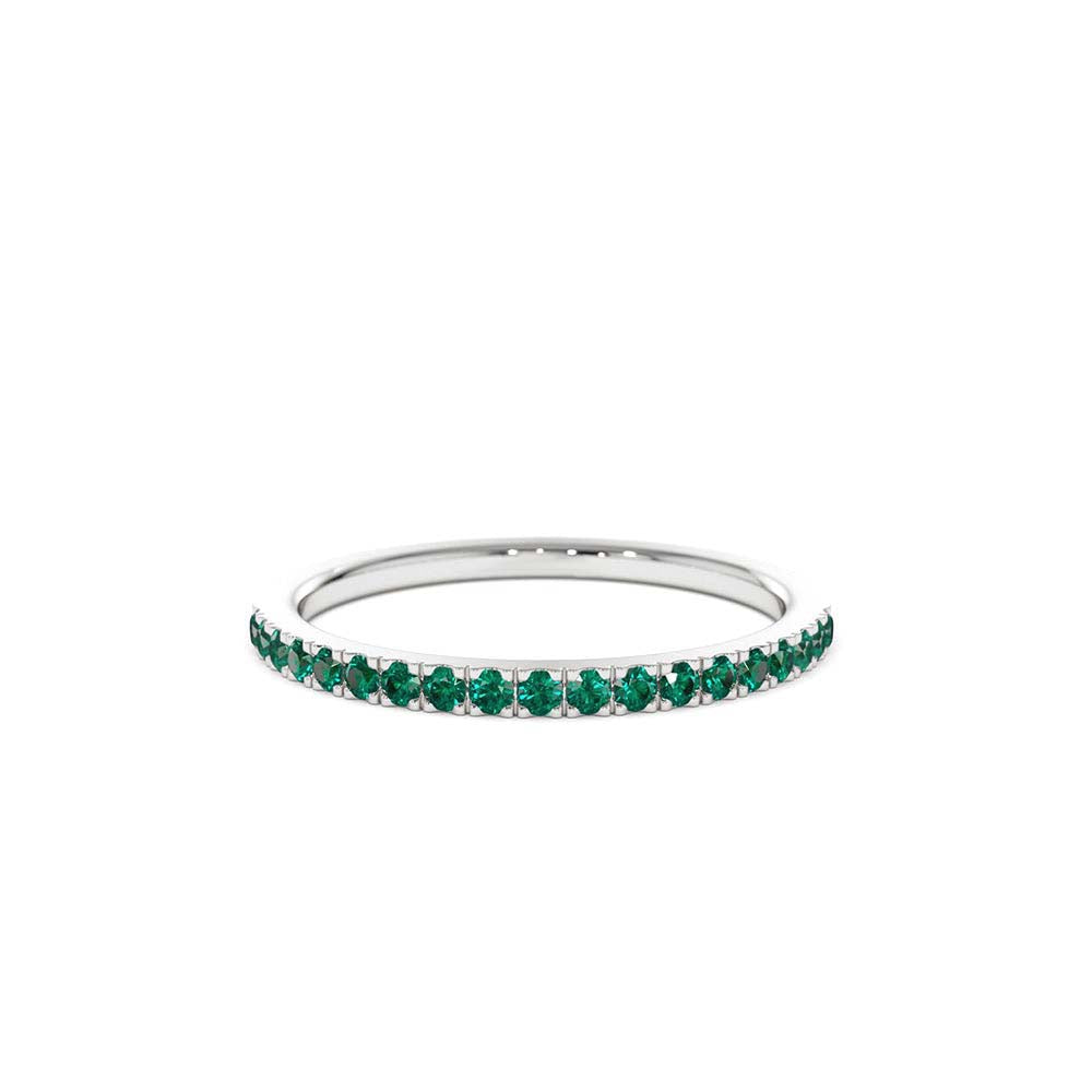 Half Eternity Emerald Ring in 14K Gold — view 7