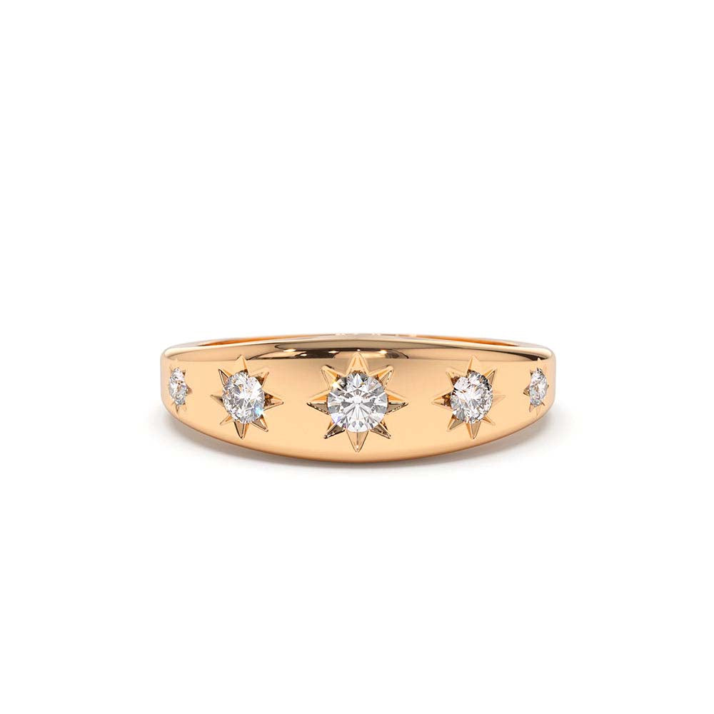 Star Setting Graduating Diamond Statement Ring in 14K Gold — view 5