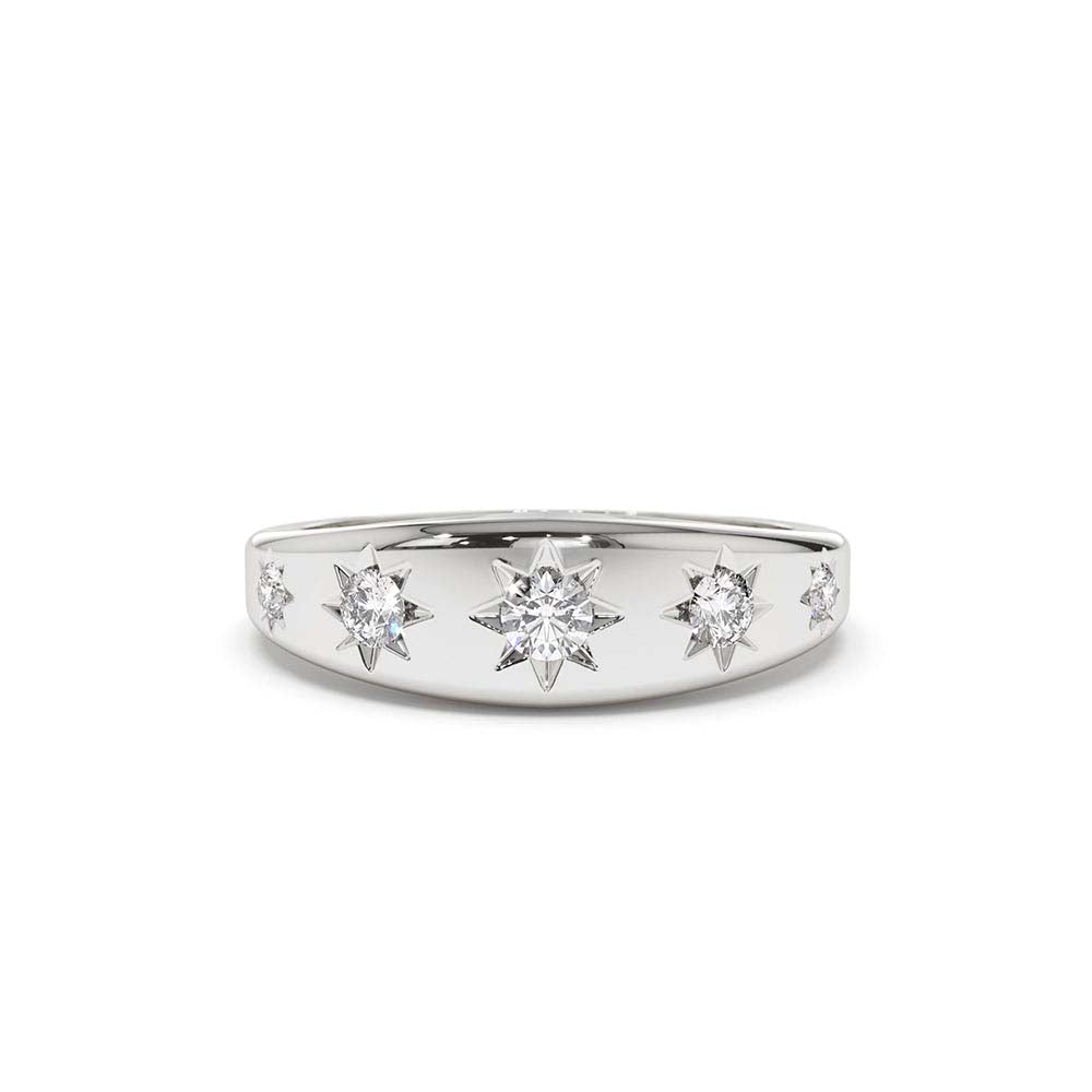 Star Setting Graduating Diamond Statement Ring in 14K Gold — view 4