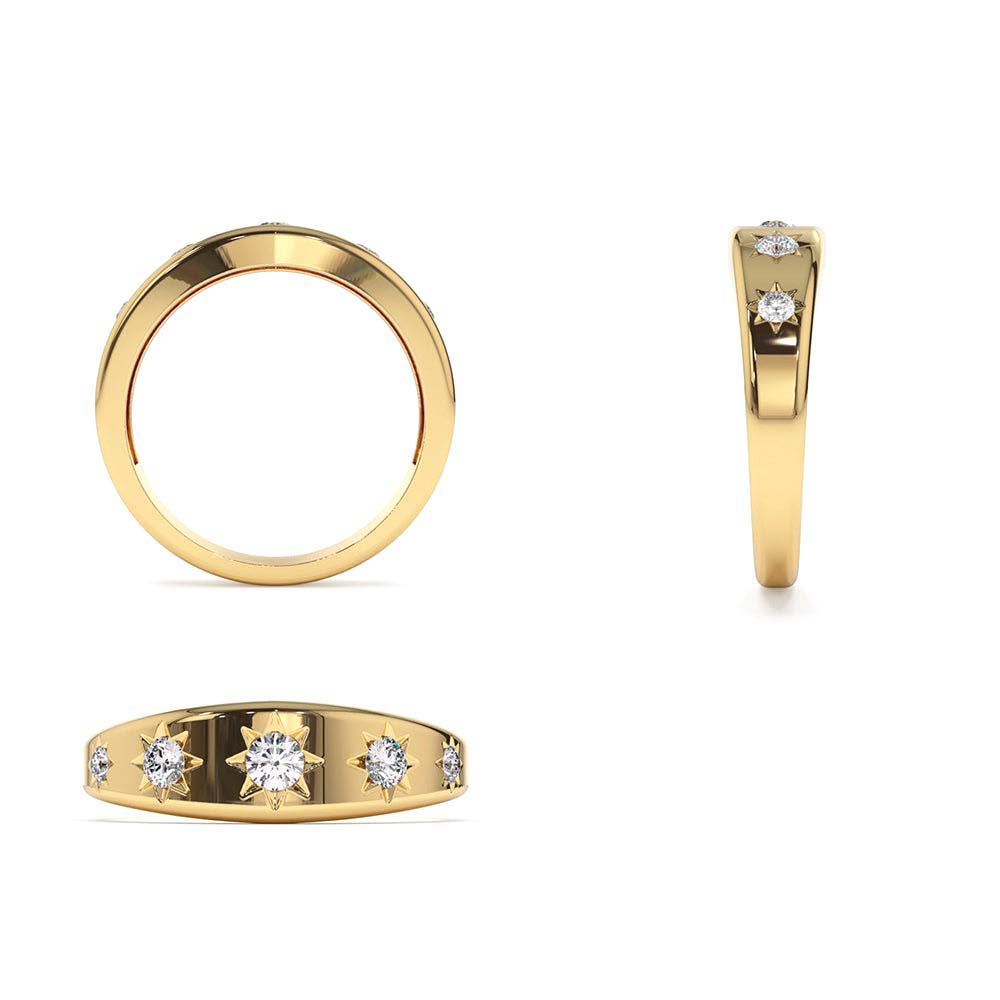 Star Setting Graduating Diamond Statement Ring in 14K Gold — view 3