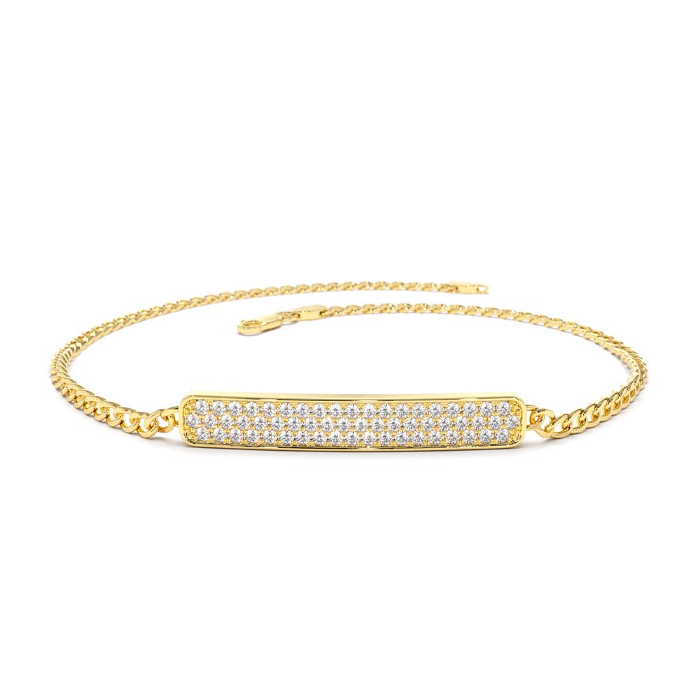 3MM Curb Link Diamond Pave Bracelet in 14K Gold — view 1