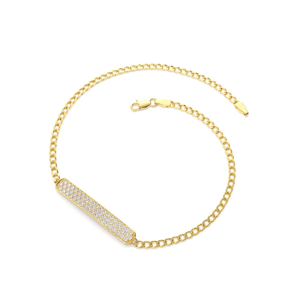 3MM Curb Link Diamond Pave Bracelet in 14K Gold — view 2