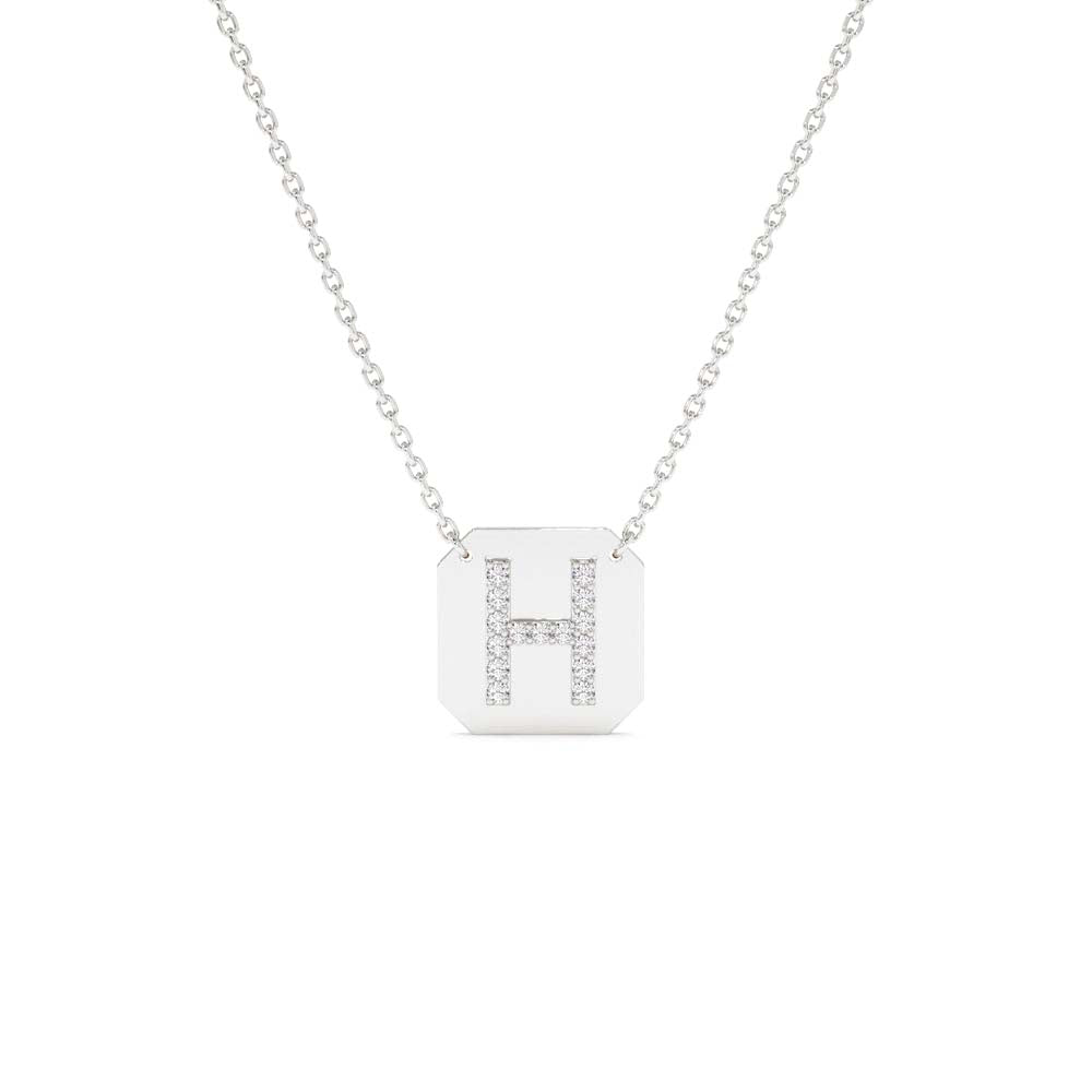 Diamond Letter Necklace in 14K Gold — view 3