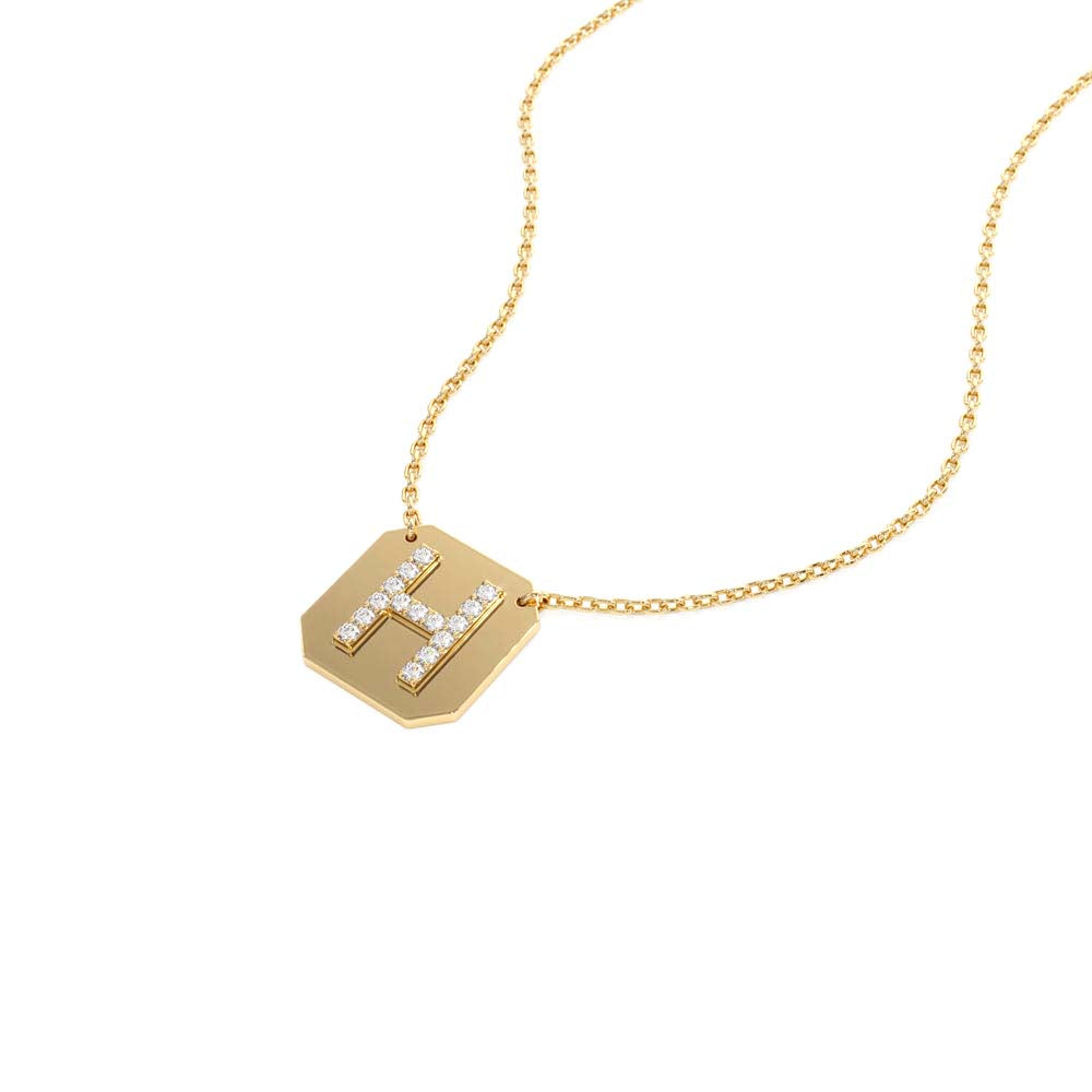 Diamond Letter Necklace in 14K Gold — view 2