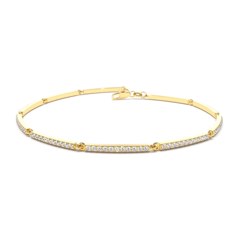 Pave Stackable Diamond Bar Bracelet in 14K Gold — view 1