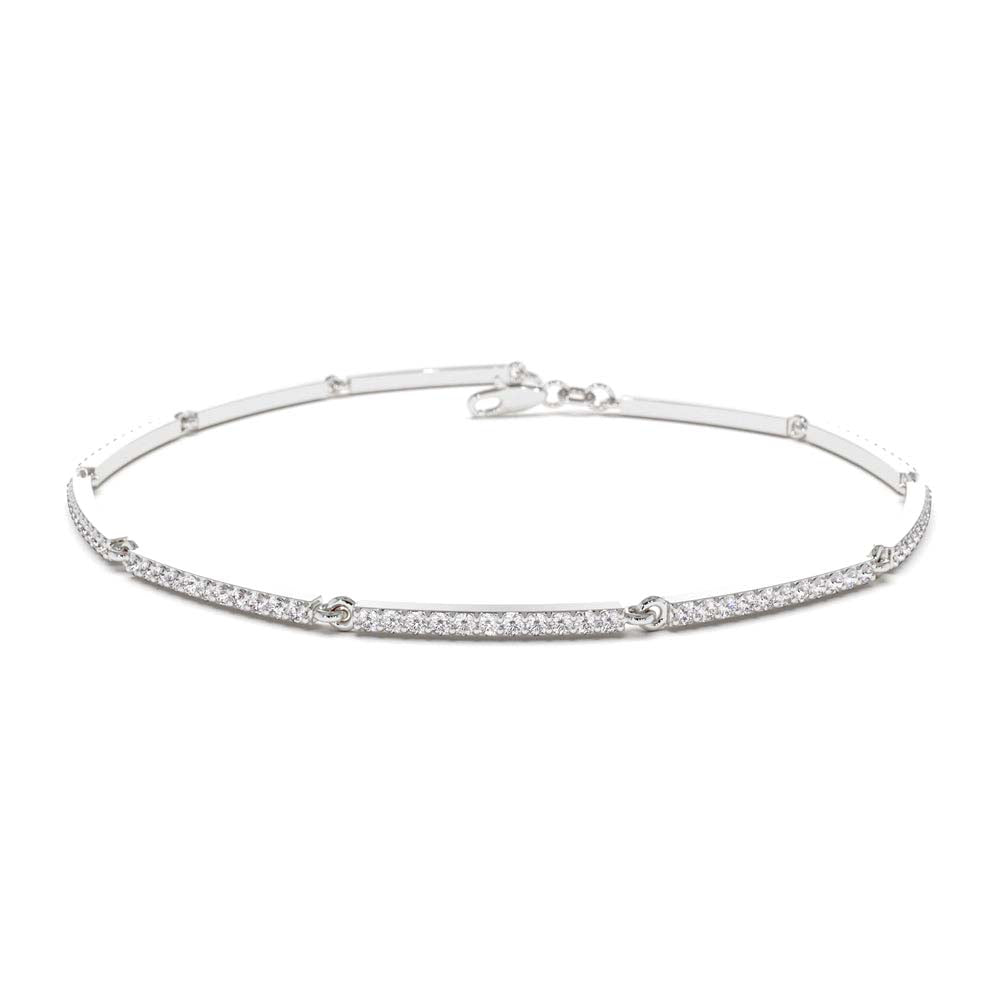 Pave Stackable Diamond Bar Bracelet in 14K Gold — view 4