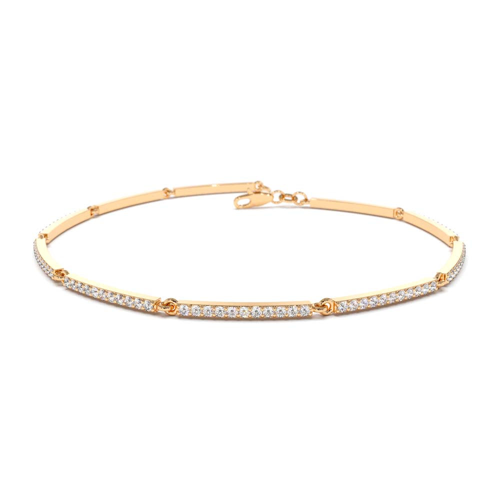 Pave Stackable Diamond Bar Bracelet in 14K Gold — view 5