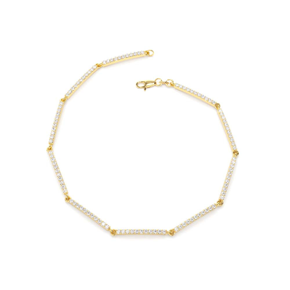 Pave Stackable Diamond Bar Bracelet in 14K Gold — view 2