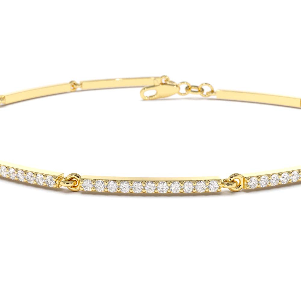 Pave Stackable Diamond Bar Bracelet in 14K Gold — view 3