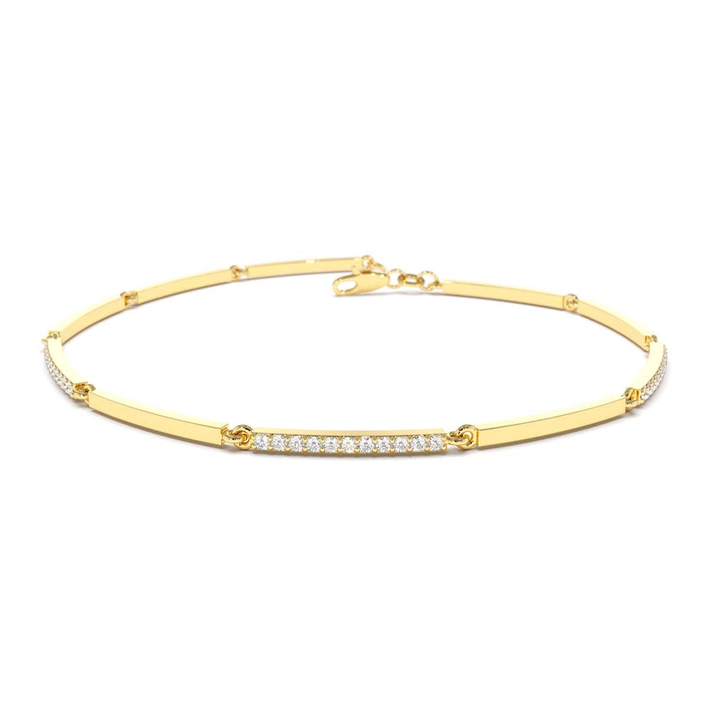 & Pave Diamond Bar Bracelet in 14K Gold — view 1
