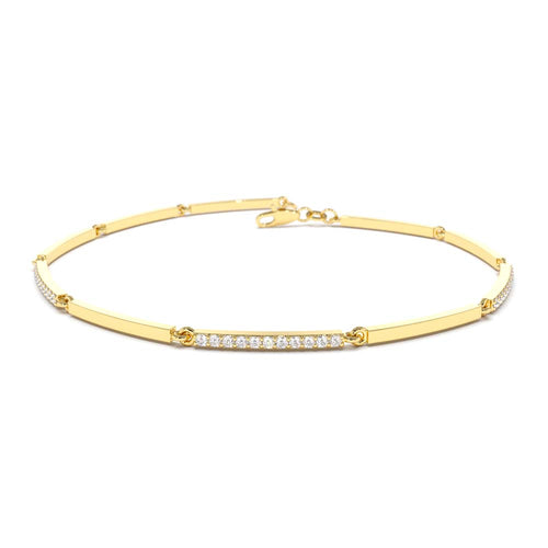 & Pave Diamond Bar Bracelet in 14K Gold — view 1