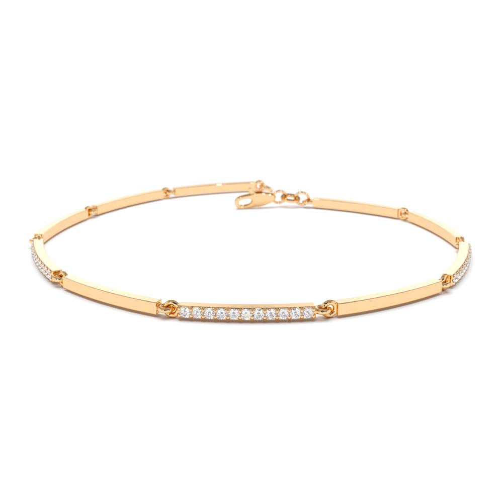 & Pave Diamond Bar Bracelet in 14K Gold — view 5