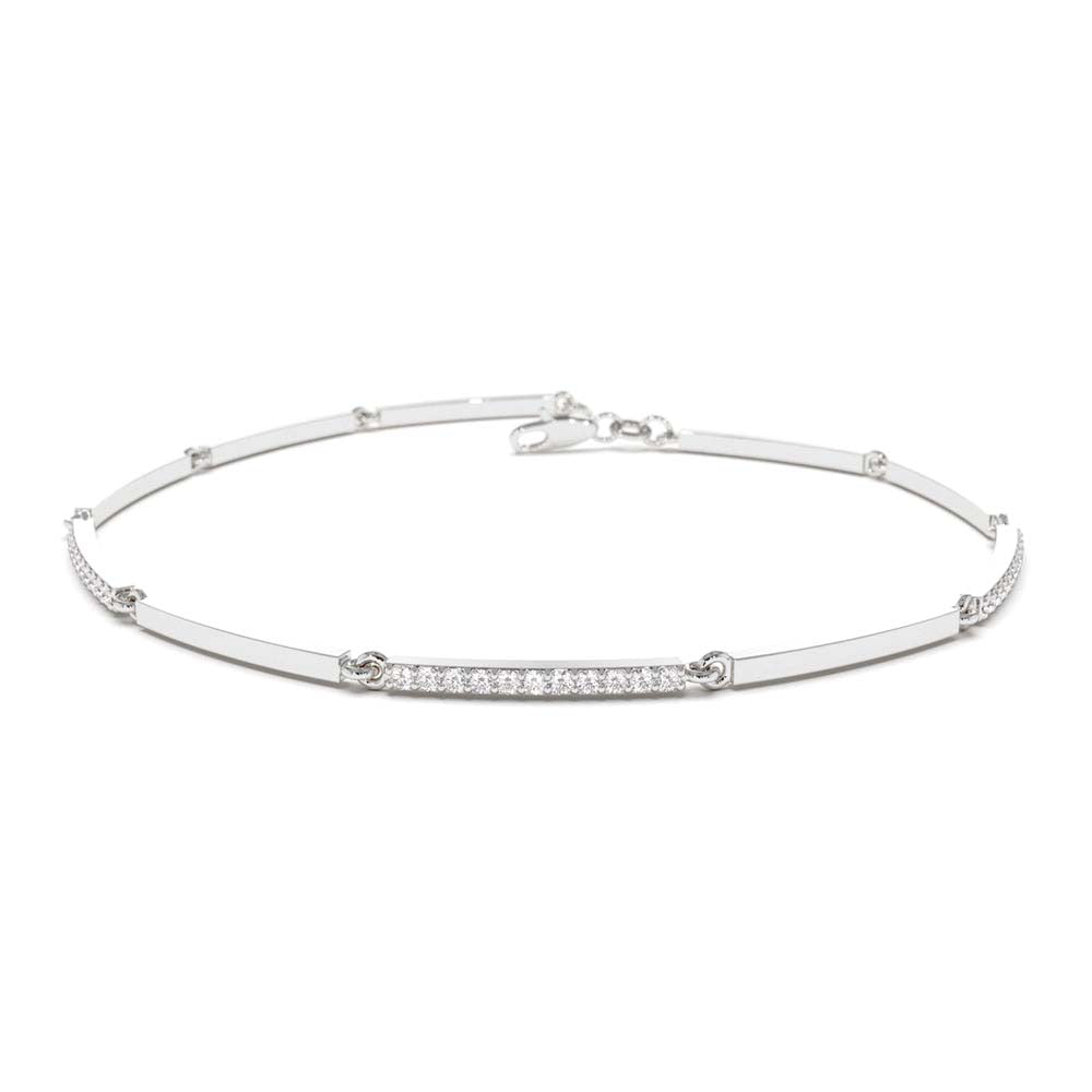 & Pave Diamond Bar Bracelet in 14K Gold — view 4