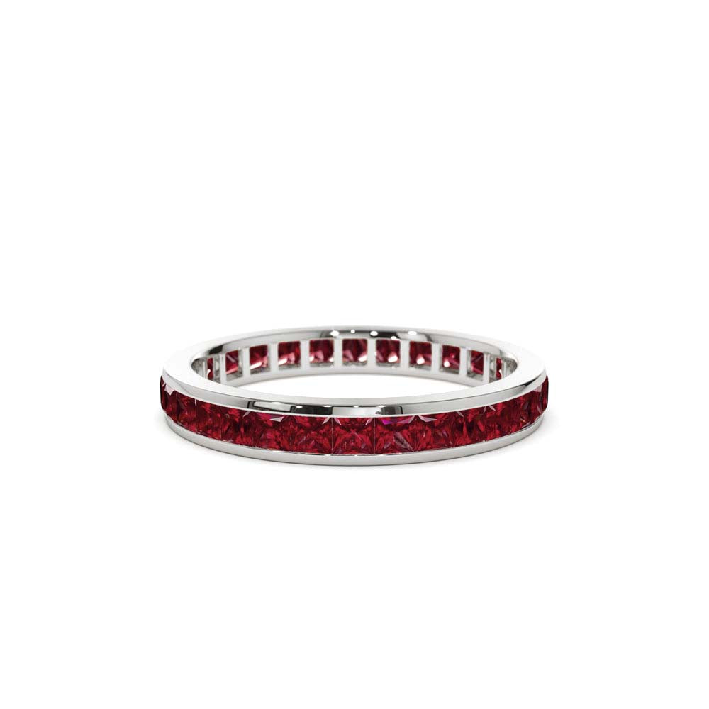 Full Eternity Princess Cut Ruby Ring in 14K Gold — view 3