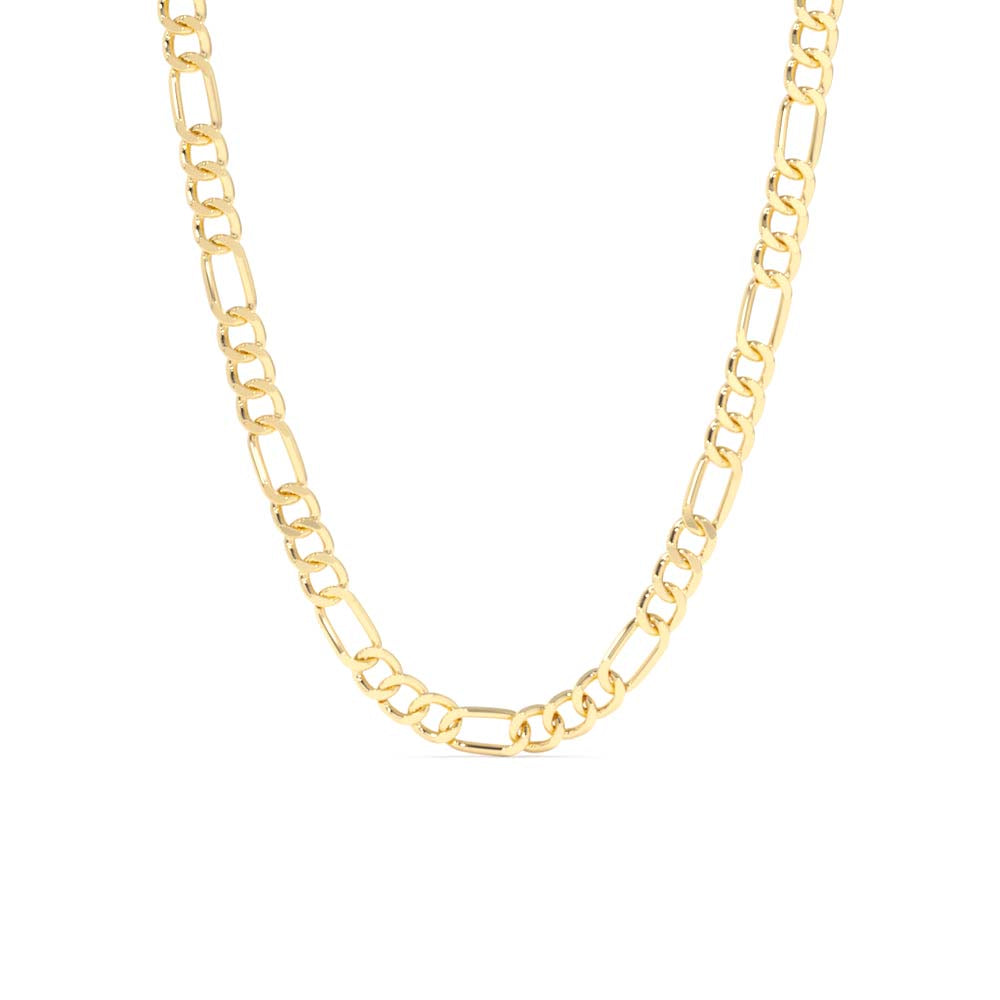 3MM Figaro Chain Necklace in 14K Gold — view 1