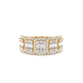 Baguette and Round Halo Diamond Ring in 14K Gold — view 1