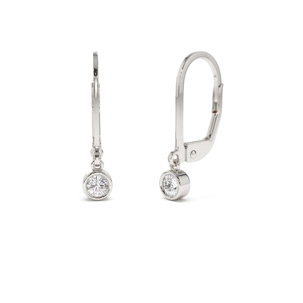 Lever Back Bezel Setting Diamond Earrings in 14K Gold — view 3