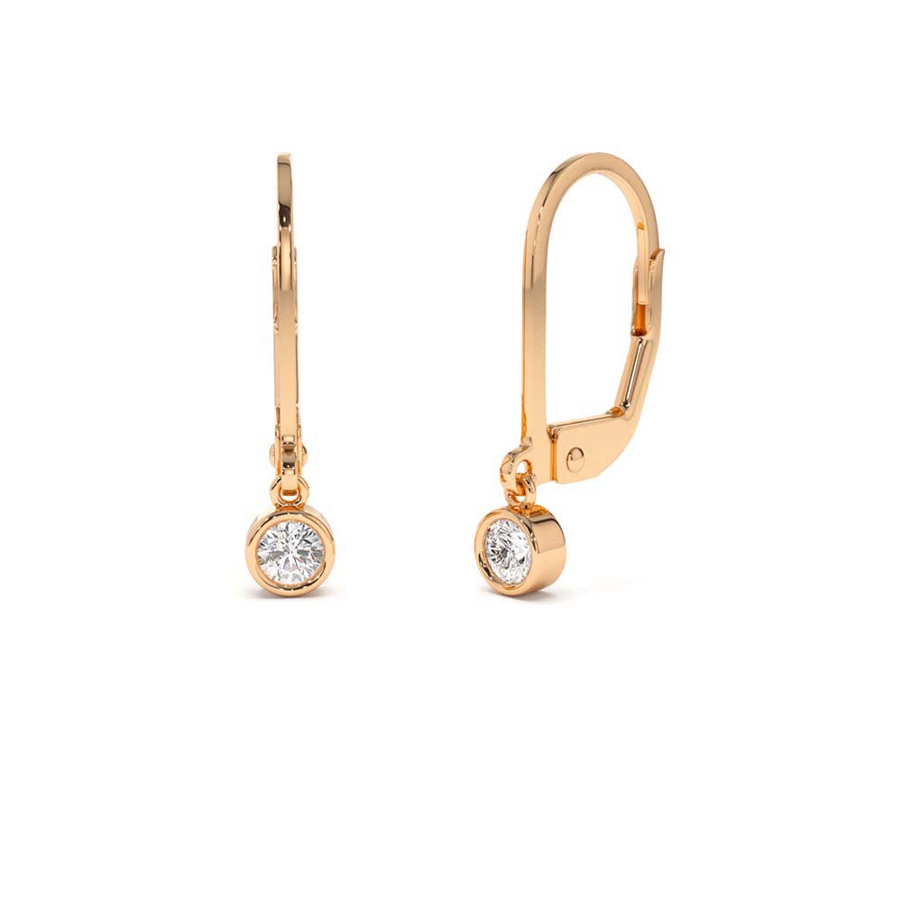 Lever Back Bezel Setting Diamond Earrings in 14K Gold — view 4