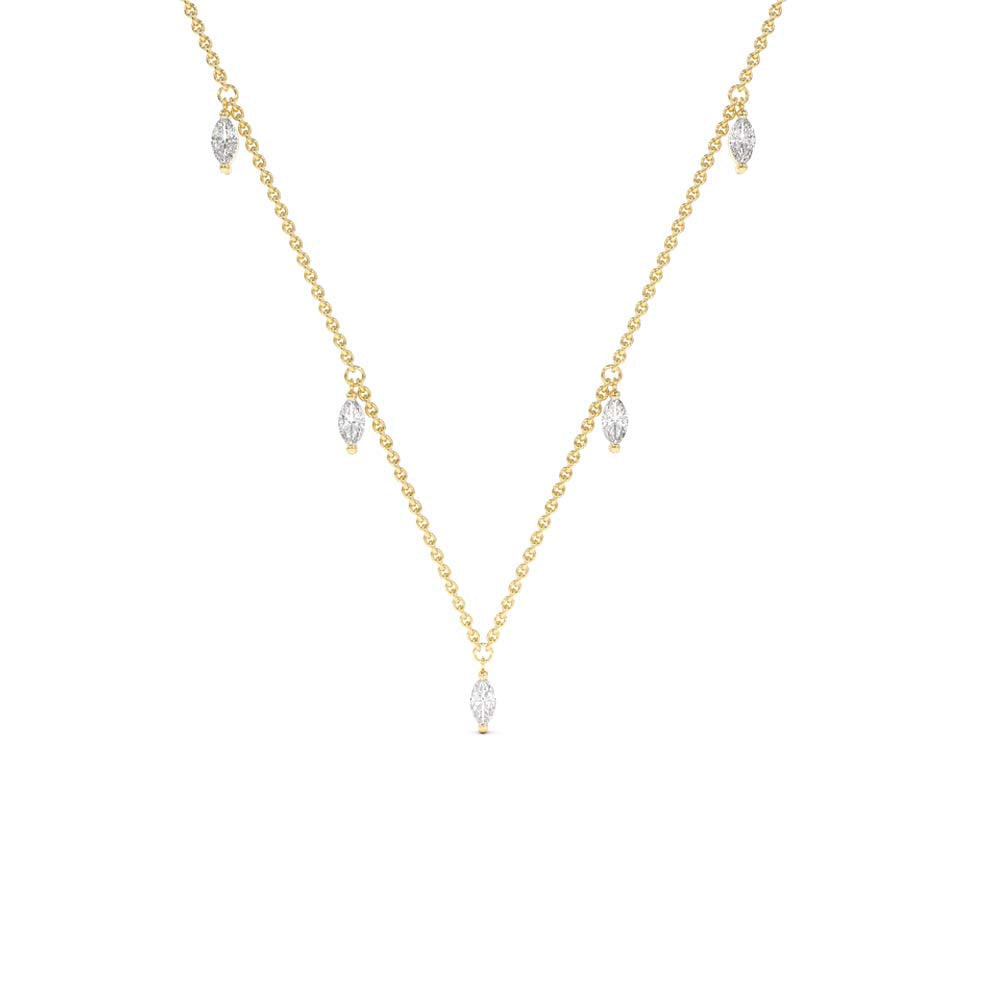 Marquise Diamond Dangling Necklace in 14K Gold — view 1