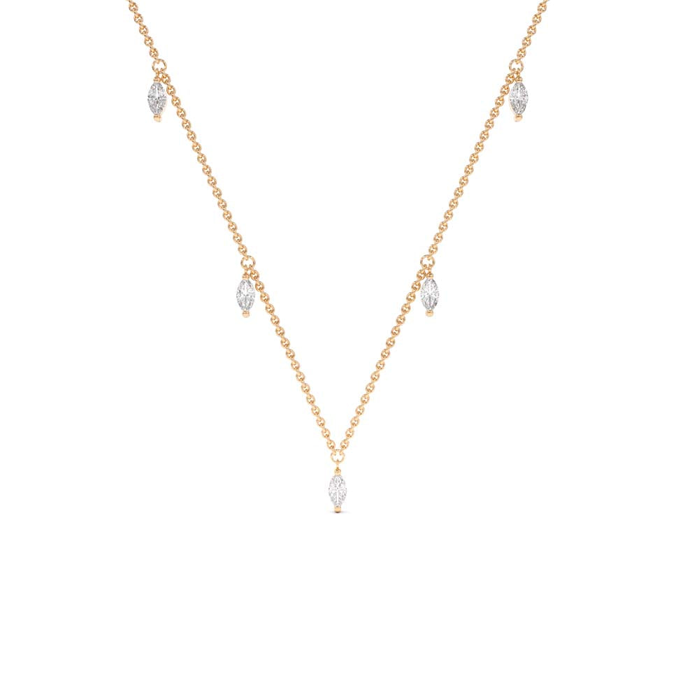 Marquise Diamond Dangling Necklace in 14K Gold — view 4