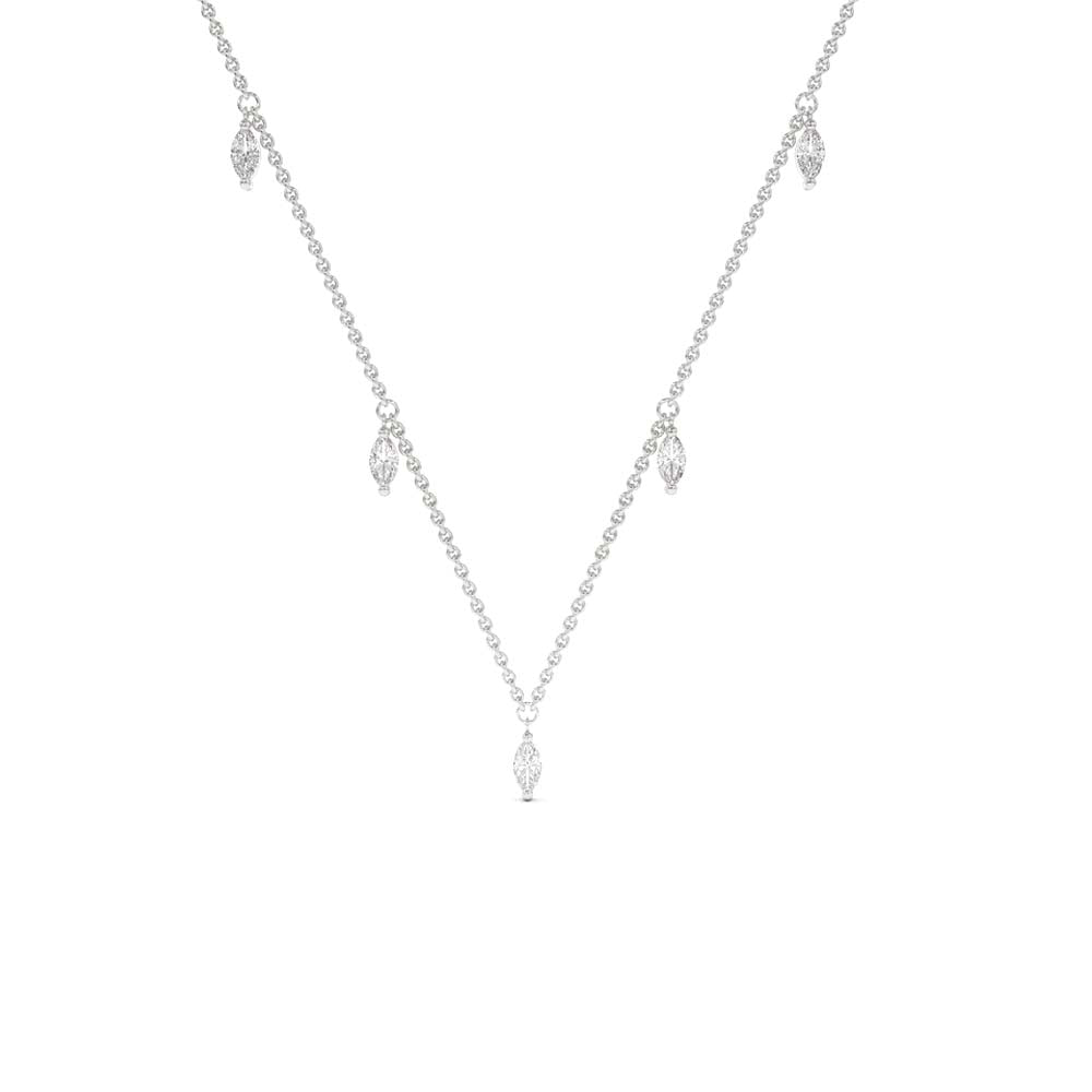 Marquise Diamond Dangling Necklace in 14K Gold — view 3