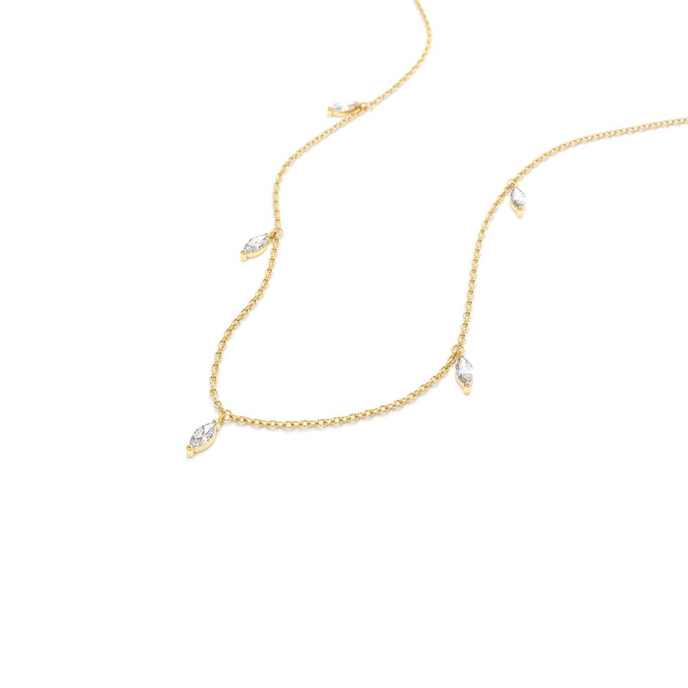 Marquise Diamond Dangling Necklace in 14K Gold — view 2