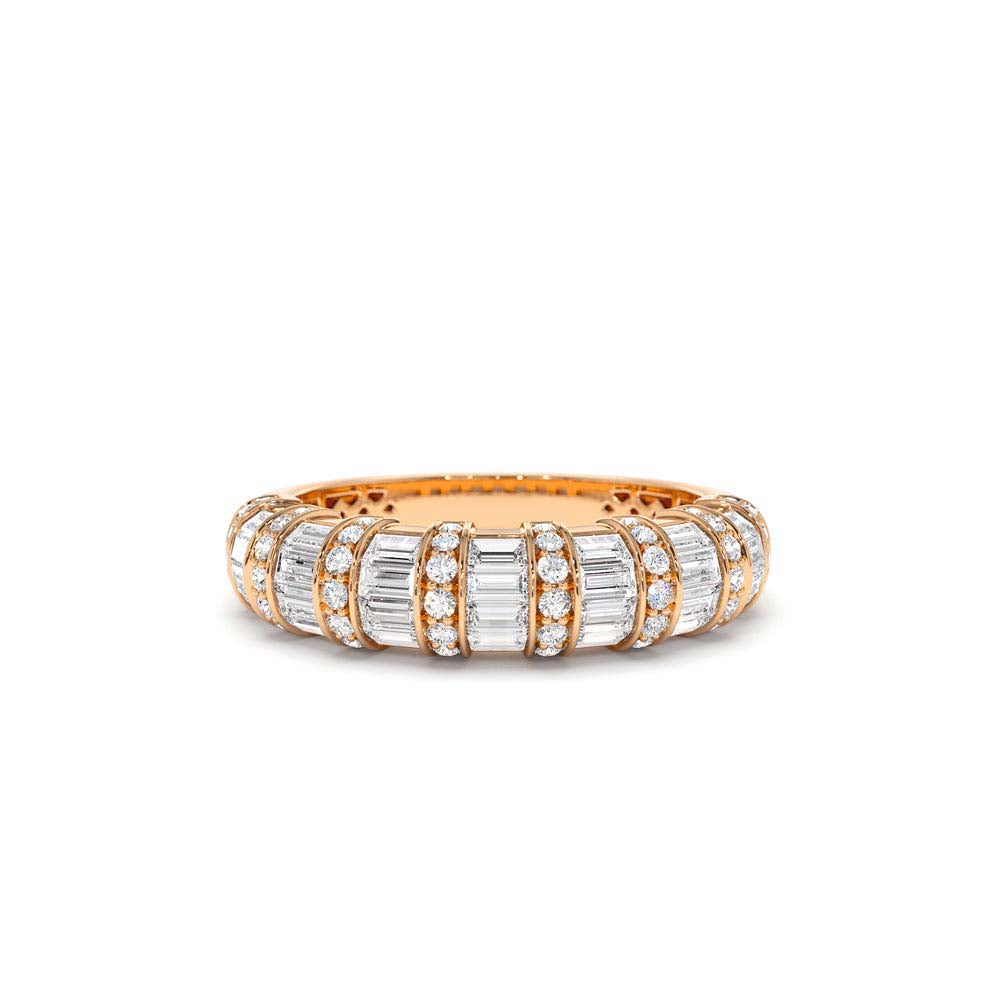 Dome Baguette Diamond Women's Anniversary Ring in 14K Gold — view 5