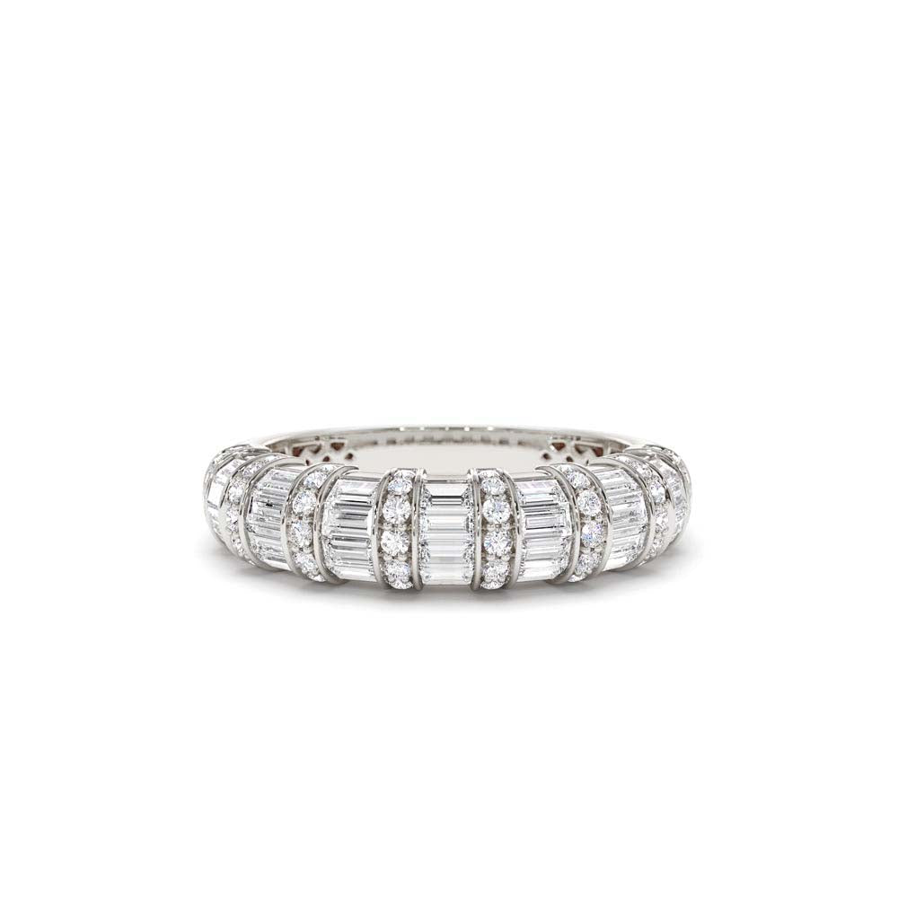 Dome Baguette Diamond Women's Anniversary Ring in 14K Gold — view 4