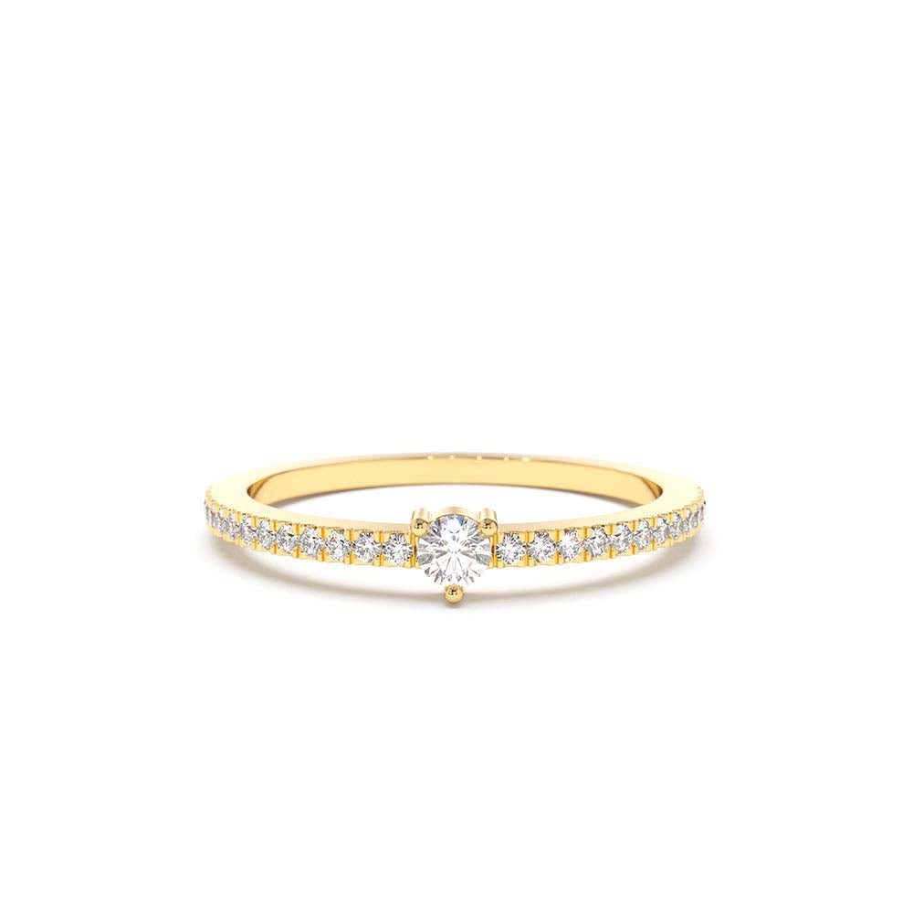 Minimalist Pave Diamond Stacking Ring in 14K Gold — view 1