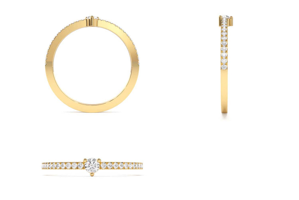 Minimalist Pave Diamond Stacking Ring in 14K Gold — view 3